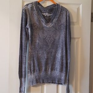 Large lightweight fleur de lis Affliction sweater